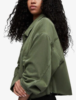 AllSaints Mora Oversized-fit Cotton Overshirt -Whistlkes Style R04131451 KHAKIGREEN ALT04