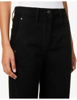 Lemaire Wide-leg Mid-rise Denim Trousers -Whistlkes Style R04132302 BLACK ALT05