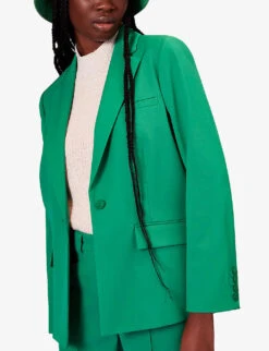 Whistles Selma Boyfriend-fit Stretch-woven Blazer -Whistlkes Style R04135401 GREEN ALT03