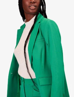 Whistles Selma Boyfriend-fit Stretch-woven Blazer -Whistlkes Style R04135401 GREEN ALT04