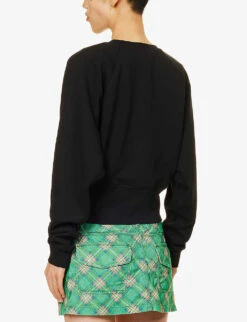 Vivienne Westwood Athletic Logo-pattern Cotton-jersey Jumper -Whistlkes Style R04135883 BLACK ALT03