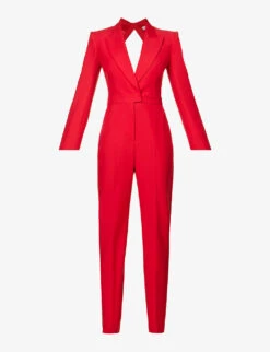 Alexander McQueen Single-breasted Cut-out Wool Jumpsuit