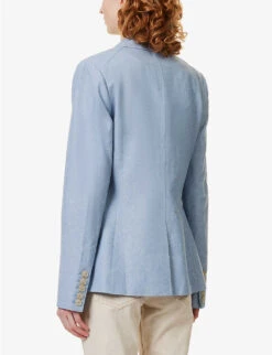 Paige Chelsee Single-breasted Linen-cotton Blend Blazer -Whistlkes Style R04136650 CHAMBRAY ALT03