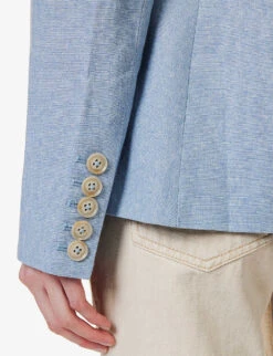 Paige Chelsee Single-breasted Linen-cotton Blend Blazer -Whistlkes Style R04136650 CHAMBRAY ALT04