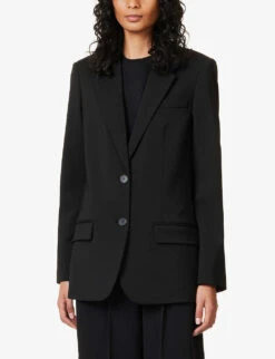 Joseph Jackie Single-breasted Stretch-wool Blazer -Whistlkes Style R04140080 BLACK ALT02
