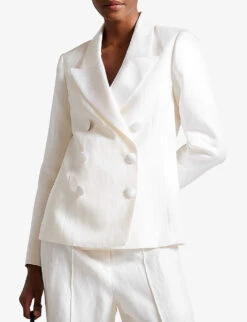 Ted Baker Astaa Double-breasted Woven Blazer -Whistlkes Style R04141711 CREAM ALT02