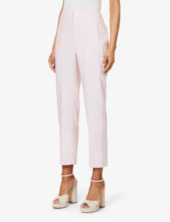 ME AND EM Textured-weave Straight-fit Mid-rise Stretch-woven Blend Trousers -Whistlkes Style R04141804 CANDYFLOSSPINK ALT02