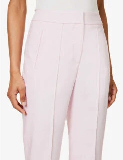 ME AND EM Textured-weave Straight-fit Mid-rise Stretch-woven Blend Trousers -Whistlkes Style R04141804 CANDYFLOSSPINK ALT04