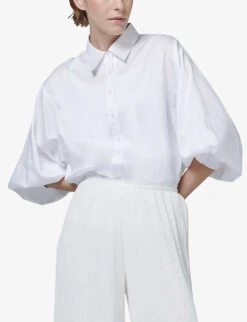 Balloon-sleeve Oversized-fit Woven Shirt -Whistlkes Style R04141927 OFFWHITE ALT02