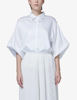 Balloon-sleeve Oversized-fit Woven Shirt -Whistlkes Style R04141927 OFFWHITE ALT04