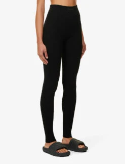ESSENTIALS Sport Straight-leg High-rise Knitted Leggings -Whistlkes Style R04142432 JETBLACK ALT02