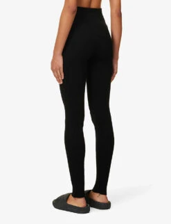 ESSENTIALS Sport Straight-leg High-rise Knitted Leggings -Whistlkes Style R04142432 JETBLACK ALT03