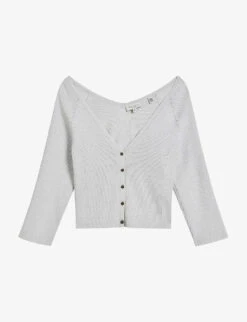 Ted Baker Metallic Cropped Stretch-woven Cardigan
