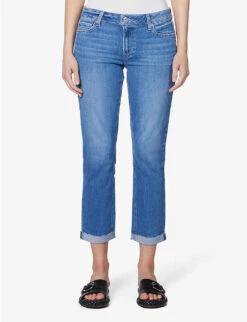 Paige Brigitte Raw-hem Slim-leg Mid-rise Stretch-denim Jeans -Whistlkes Style R04144127 REFLECTION ALT02