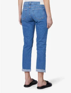 Paige Brigitte Raw-hem Slim-leg Mid-rise Stretch-denim Jeans -Whistlkes Style R04144127 REFLECTION ALT03