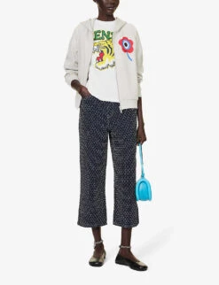 Kenzo Polka-dot Wide-leg Denim Trousers -Whistlkes Style R04145435 RINSEBLUEDENIM ALT01