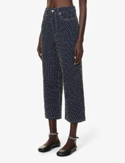 Kenzo Polka-dot Wide-leg Denim Trousers -Whistlkes Style R04145435 RINSEBLUEDENIM ALT02