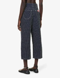 Kenzo Polka-dot Wide-leg Denim Trousers -Whistlkes Style R04145435 RINSEBLUEDENIM ALT03