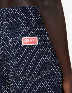 Kenzo Polka-dot Wide-leg Denim Trousers -Whistlkes Style R04145435 RINSEBLUEDENIM ALT04