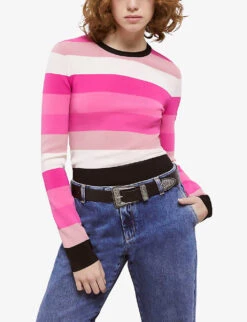 THE KOOPLES Striped Slim-fit Stretch-knit Jumper 11 THE KOOPLES Striped Slim-fit Stretch-knit Jumper -Whistlkes Style R04146002 PIN33 ALT04