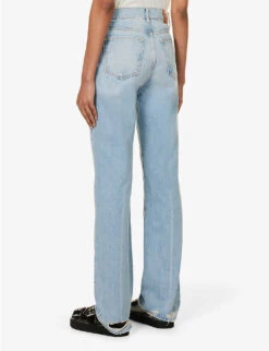 ANINE BING Olsen Straight-leg High-rise Organic-denim Jeans -Whistlkes Style R04146362 WASHEDBLUE ALT03