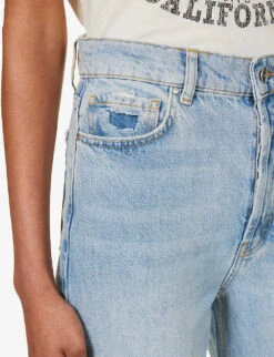 ANINE BING Olsen Straight-leg High-rise Organic-denim Jeans -Whistlkes Style R04146362 WASHEDBLUE ALT04