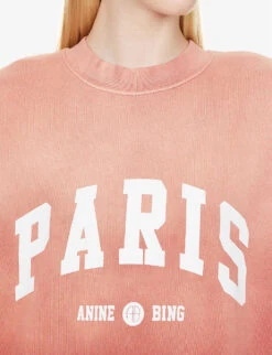 ANINE BING Jaci Logo-print Organic Cotton Sweatshirt -Whistlkes Style R04146366 WASHEDFADEDTERRACOTTA ALT05
