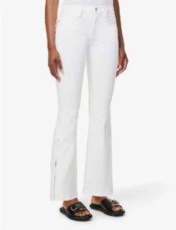 FRAME Le Crop Mini Flare Flared-leg Mid-rise Jeans -Whistlkes Style R04146383 BLANC ALT02