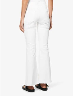 FRAME Le Easy Flare Raw-hem Flared High-rise Stretch-denim Jeans -Whistlkes Style R04146389 BLANC ALT03