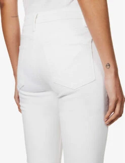 FRAME Le Easy Flare Raw-hem Flared High-rise Stretch-denim Jeans -Whistlkes Style R04146389 BLANC ALT04