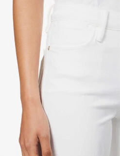FRAME Le Easy Flare Raw-hem Flared High-rise Stretch-denim Jeans -Whistlkes Style R04146389 BLANC ALT05