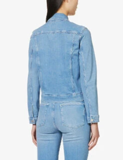 FRAME Faded Wash Contrast-stitch Recycled Denim-blend Jacket -Whistlkes Style R04146413 DANBURYGRIND ALT03