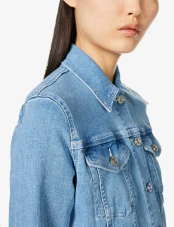 FRAME Faded Wash Contrast-stitch Recycled Denim-blend Jacket -Whistlkes Style R04146413 DANBURYGRIND ALT04