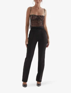 Tansy Straight-leg Slim-fit Satin Trousers -Whistlkes Style R04146682 BLACK ALT01