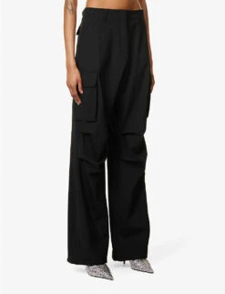 Coperni Straight-leg Mid-rise Wool-blend Trousers -Whistlkes Style R04147538 BLACKBLACK ALT02