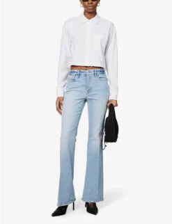 GOOD AMERICAN Good Legs Flared Mid-rise Stretch-denim Jeans -Whistlkes Style R04147917 INDIGO390 ALT02