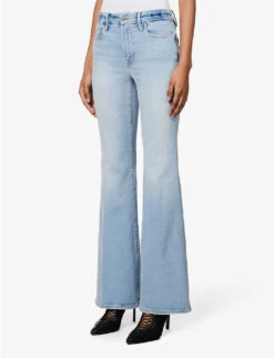 GOOD AMERICAN Good Legs Flared Mid-rise Stretch-denim Jeans -Whistlkes Style R04147917 INDIGO390 ALT03