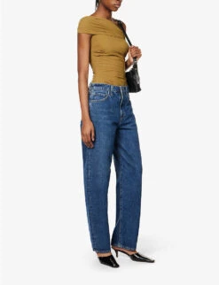 The Idris Brand-patch Wide-leg High-rise Jeans -Whistlkes Style R04148536 DYERMIDWASHEDIND ALT01