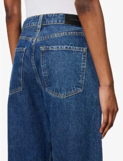 The Idris Brand-patch Wide-leg High-rise Jeans -Whistlkes Style R04148536 DYERMIDWASHEDIND ALT04