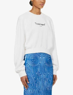 I Need Space Graphic-print Cotton Sweatshirt -Whistlkes Style R04148949 WHITEBLAC ALT02