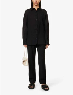 Emery Relaxed-fit Cotton And Linen-blend Shirt -Whistlkes Style R04149652 BLACK ALT01