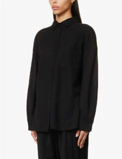 Emery Relaxed-fit Cotton And Linen-blend Shirt -Whistlkes Style R04149652 BLACK ALT02