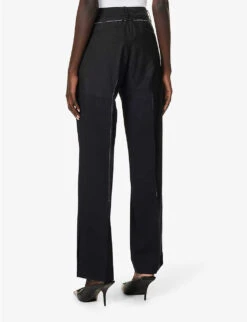 Deconstructed Straight-leg Mid-rise Upcycled Trousers 11 Deconstructed Straight-leg Mid-rise Upcycled Trousers -Whistlkes Style R04149758 ASSORTBLACKNAVY ALT03