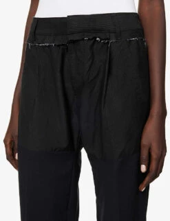 Deconstructed Straight-leg Mid-rise Upcycled Trousers 12 Deconstructed Straight-leg Mid-rise Upcycled Trousers -Whistlkes Style R04149758 ASSORTBLACKNAVY ALT04