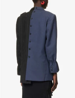 Single-breasted Contrast-panel Upcycled Blazer -Whistlkes Style R04149762 ASSORTBLACKNAVY ALT03