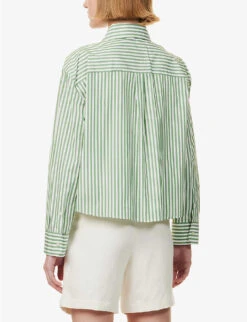 Weekend Max Mara Perak Striped Cotton Shirt -Whistlkes Style R04151181 GREEN ALT03