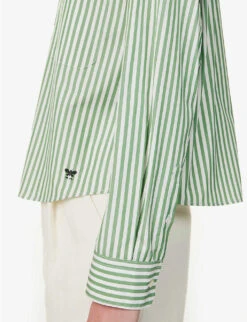 Weekend Max Mara Perak Striped Cotton Shirt -Whistlkes Style R04151181 GREEN ALT04