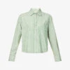 Weekend Max Mara Perak Striped Cotton Shirt -Whistlkes Style R04151181 GREEN M