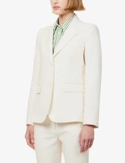 Weekend Max Mara Uva Notched-lapel Regular-fit Stretch-woven Blazer -Whistlkes Style R04151209 IVORY ALT02