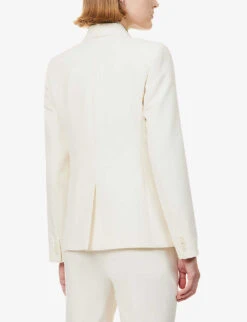 Weekend Max Mara Uva Notched-lapel Regular-fit Stretch-woven Blazer -Whistlkes Style R04151209 IVORY ALT03